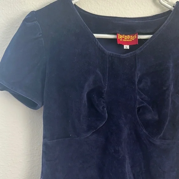 Women's Navy Freddie’s of pinewood velvet Top - Picture 3 of 4